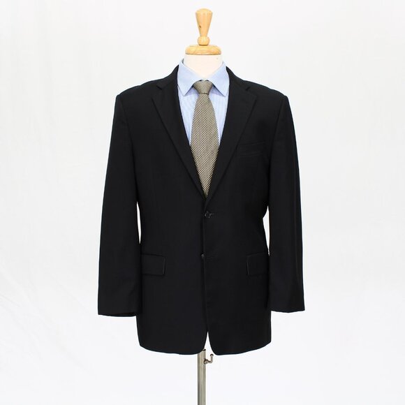 John W. Nordstrom 40R Black Solid 2-Button Sport Coat Blazer Jacket O246